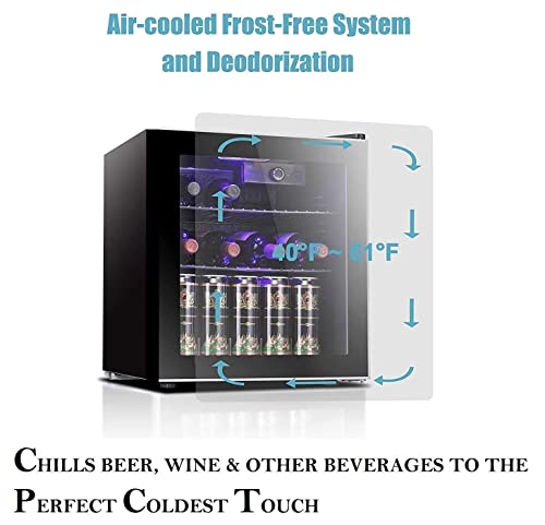 Image of LEONARD USA 52 L Inverter Mini Fridge /Wine Chiller with Toughened Glass Door with UV-Protection l LED Interior Light l Temperature Control for Home Bars (Based on American Technology) (Black)