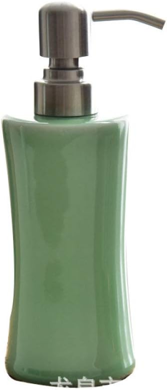 Ceramic Celadon Lotion Soap Dispenser with Pump for Bathroom Farmhouse Kitchen Office, Vintage Teal Refillable Empty Decorative Liquid Bottle