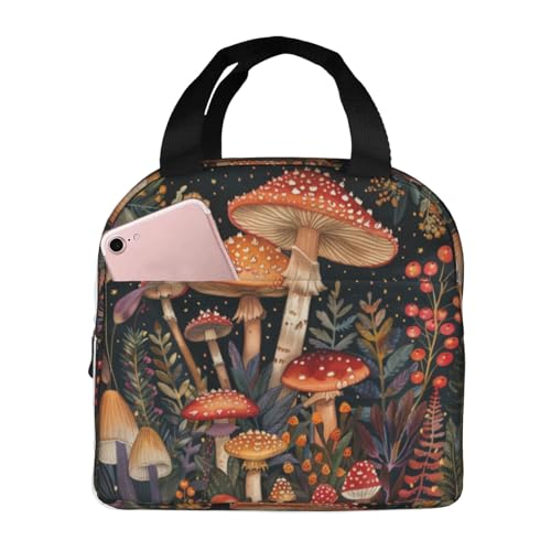 Lunch Bag Vintage Mushroom Forest Insulated Lunch Box Cooler Tote For Adults ...