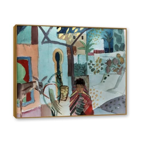 Tableau Fille avec cheval d'August Macke | Impression toile 50x60cm cadre teck