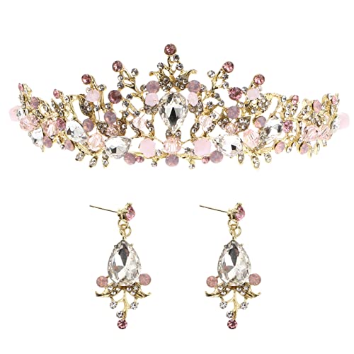 Tiara de la boda y flor de diamantes de imitación Princesa de la novia con pendientes