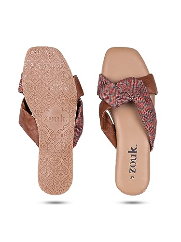 Image of ZOUK 100% Vegan Leather Handcrafted Women's Cross Sliders