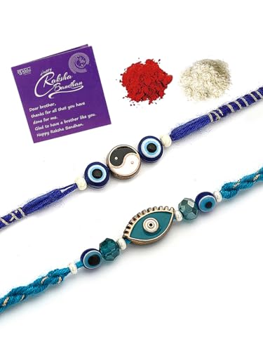 Image of Sukkhi Rakhi Trendy Floral Design Gold Plated AD Stones & Pearls Combo Rakhi for Brother with Roli Chawal & Greeting Card| Set of 2