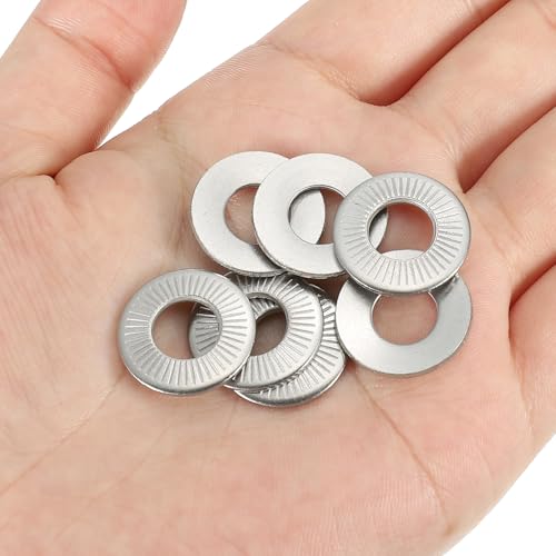 patikil 304 stainless steel flat washers 50 pack m8x18mm belleville spring disc washer conical knurled metric gasket for automotive industrial construction