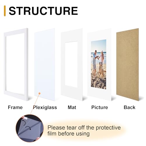 decorUhome 11x17 Picture Frame, Display Pictures 8x12 with Mat or 11x17 without Mat, Wall Hanging Poster Frame, White, 1 Pack