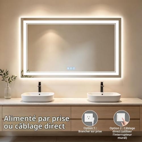 Miroir LED anti-buée 100x60 cm NimbusCrest