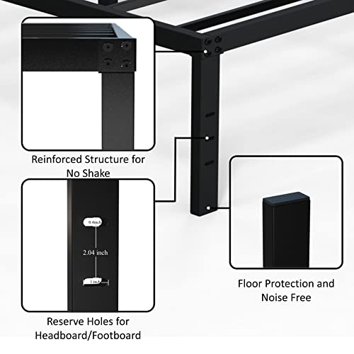 Emoda 14 Inch Full Size Bed Frame Heavy Duty Metal Platform No Box Spring Needed, Easy Assembly Noise Free, Black #TOP4