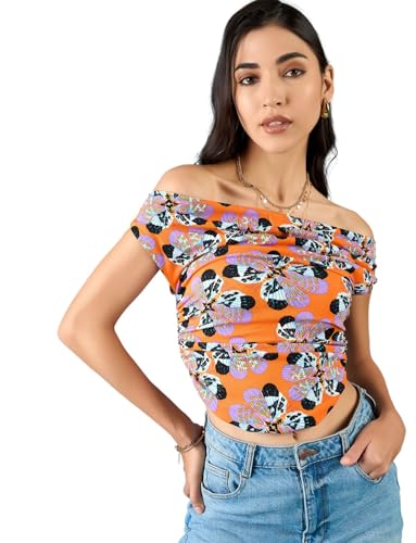 Image of Uptownie Women Top | Stretchable Cowl Neck Ruched Design | Sleeveless & Knitted Fabric for Casual Soft & Comfortable