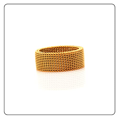 Fashion 18K Gold Stainless Steel Mesh Band Ring3