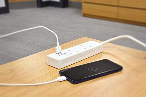 Mercury | 2 Gang Extension Lead USB Charging | 2 Metre