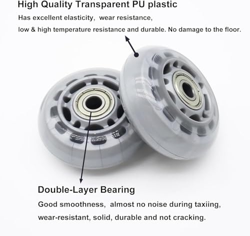 Inline Skate Wheels 70mm, Clear Roller Blade Replacement Wheels with Bearings for Skate, Office Chairs, Luggage (4 Pack)