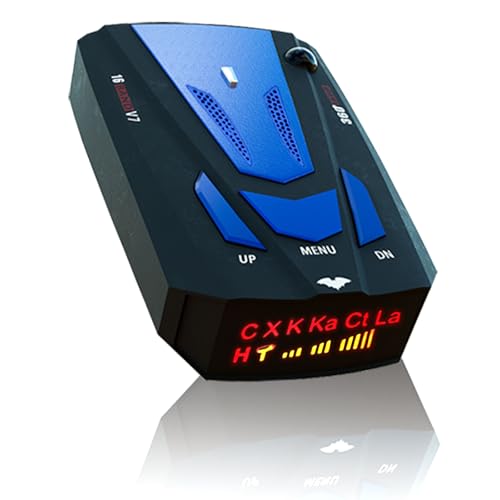 Newly Driving Aids V7 Radar Detector for Cars with Led Display, Long Range Detection, Mute Memory, City/Highway Mode Detectors, Ideal Gifts for Cars (Blue)