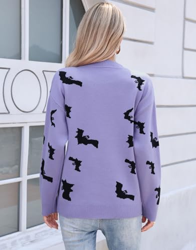 Image of Womens Cute Heart Sweater Crew Neck Long Sleeve Pullover Valentines Sweater