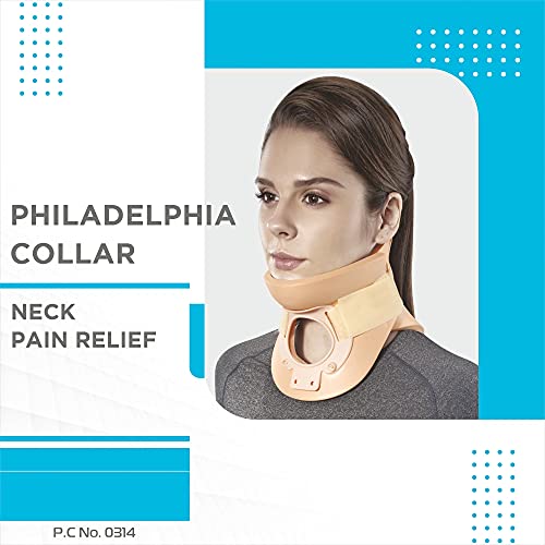 Image of Vissco Cervical Collar (Philadelphia)- Rigid Neck Brace for Cervical Spine Immobilization and Pain Relief, Firm Neck Support for Fractures and Post-Surgery, for Men and Women- Medium (Beige)