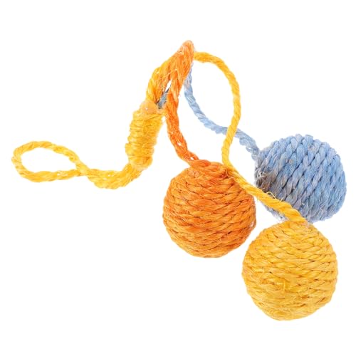 UPKOCH Cat Sisal Ball Interactive Hanging Pet for Indoor Cats Three Color Design Engaging and Stimulating Play for Boredom Relief and Scratching Ball