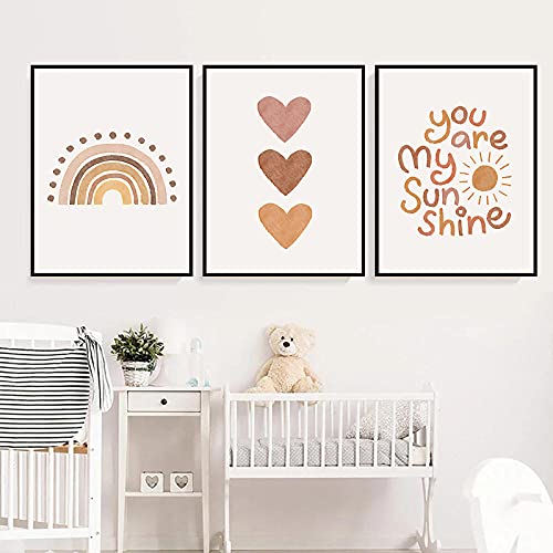 Puyiqare You Are My Sunshine Canvas Wall Art Nursery Art Print Heart Nursery Wall Art Boho Wall Art Prints For Girls Room Decor Boho Sunshine Nursery Decorfor Baby Kids Room Decor Unframed #TOP3