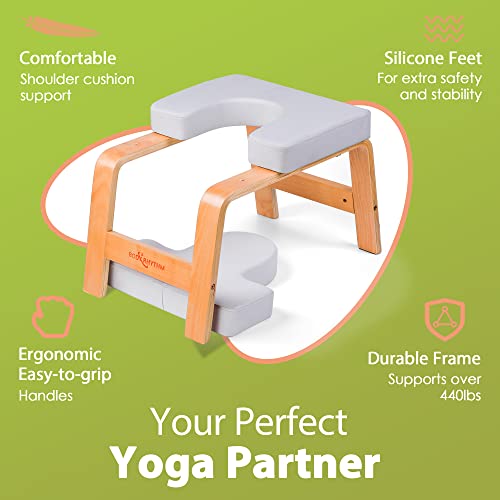 Image of BODY RHYTHM Yoga Headstand Bench, Yoga Inversion Chair, Headstand Trainer for Relieve Stress, Improve Sleep & Digestion and Strength Training, Ideal for Home Workout, Fitness and Gym