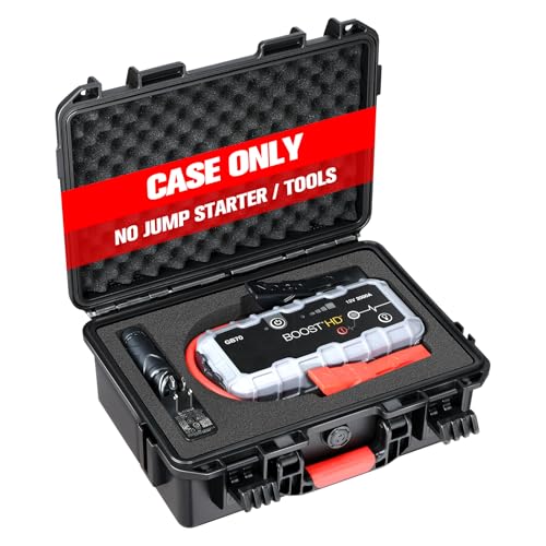 Case for NOCO Boost X GBX75 GB70 Waterproof Carrying Case with Custom Foam for 2000A/2500A UltraSafe Jump Starter Charger Cables Accessories | Portable Storage Box for Emergency Travel Trip (black)