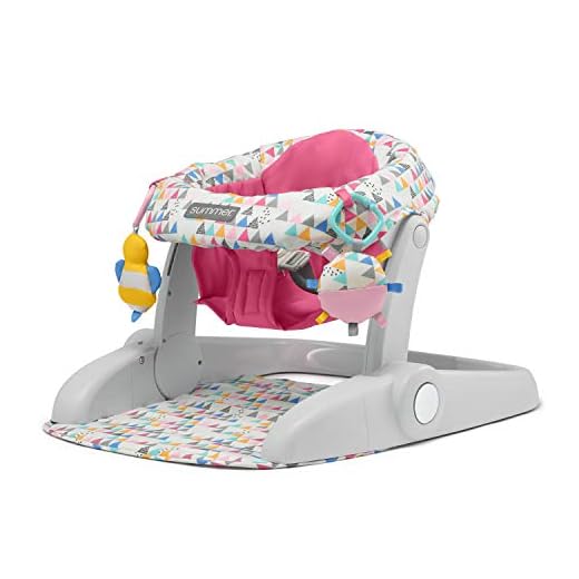 Summer® Learn-to-Sit™ 2-Position Floor Seat (Funfetti Pink) – Sit Baby Up in This Adjustable Baby Activity Seat Appropriate for Ages 4-12 Months – Includes Toys