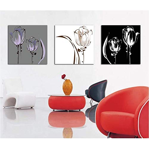 Affiche fleur noir et blanc 50x70cm mur art dessin contemporain