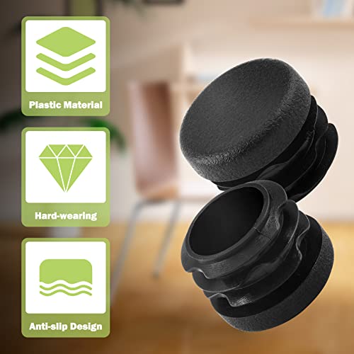 Image of Jiozermi 24 Pcs 3 /4 inch Round Plastic Plug, Black Round Plastic End Cap Furniture Finishing Plug for Pipe Post, Chairs and Furniture