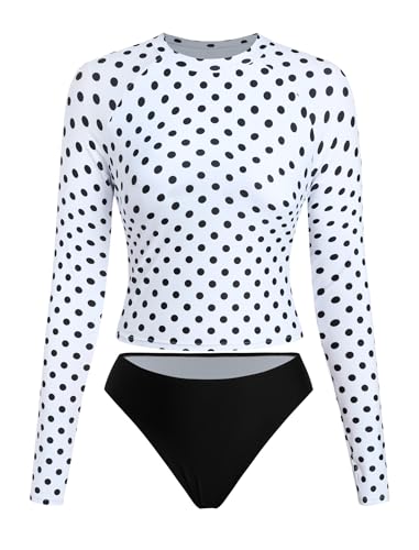 Image of ZAFUL Womens Rash Guard Swimsuits Long Sleeve Sun Protection Bathing Suit Tropical Swim Shirts with Briefs