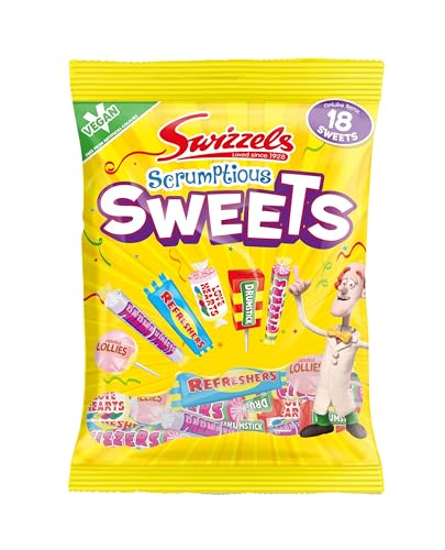 Swizzels Scrumptious Mixed Bag - A Selection of Mouthwatering Chewy Sweets and Lollipops Vegan-Friendly Approximately 18 sweets (1x 173g bags)