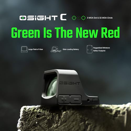 Image of Osight C Micro Dot Sight, 3 MOA Dot & 32 MOA Circle Reticle, 407c /507c Footprint Open Reflex Sight, Parallax-Free Durable Sights for Full-Sized Setups-Red /Green Dot Options