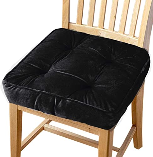 Big Hippo Chair Cushion,Soft Seat Pads with Ties for Dining Chair,Black,1 Pack