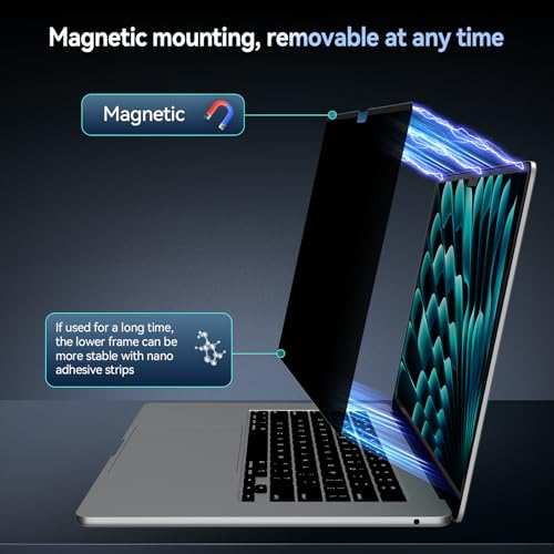 Image of Protescreen 360 Magnetic Privacy Filter forMacBook 13.6 /13 Inch (2022-2026, M2 M3 M4 M5), Anti Peep Anti Glare Blue Light Mac Privacy Film, 4-Way Privacy Filter