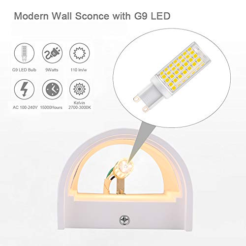 Trlife White Wall Sconce, Led Wall Sconce 9W 3000K Warm White Sconce Wall Lighting, Led Wall Sconce With Frosted Cover For Bedroom Hallway Stairway Porch Office Hotel (1 Pack, 1 Led Bulb Included) #TOP2