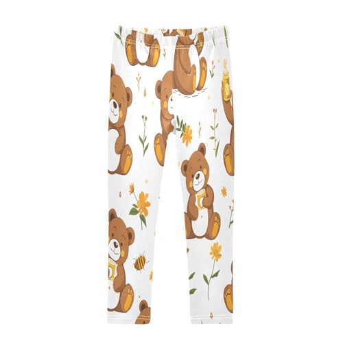 Toddler Girls Leggings Printed Yoga Pants Leggings Cute Teddy Bear for Kids