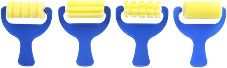 SagaSave 4Pcs Round Sponges Brush Set, Round Sponge Brushes for Painting, Paint Sponges for Acrylic Painting, Painting Tools for Arts and Crafts (4 Shapes)