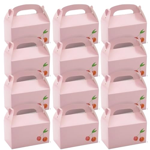 Fun Express 6 1/4" x 5 1/2" Pink Cherries Cardstock Treat Boxes - 12 Pieces