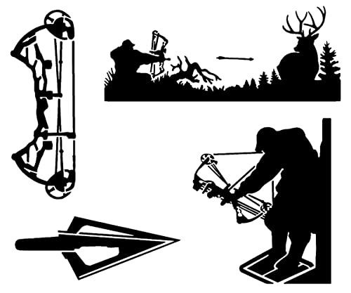 Bow Hunting Decal 4 Pack Black