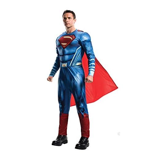 RUBIES-Disfraz de Superman hombre Talla XL JUSTICE LEAGUE PART 1-D C Liga de la Justicia Gorros, máscaras y accesorios para fiesta, multicolor, (rubi-820952/XL)
