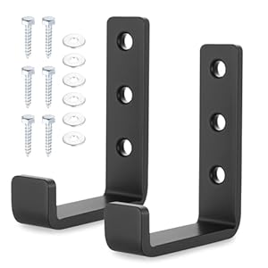 2 Stück Wandhaken Schwerlasthaken, Schwerlast Wandhaken zum Schrauben, J Form Garagenhaken, Garderobenhaken Wandhalterung zum Aufhängen Home Gartenschlauch Werkzeuge Organizer Mantelhaken(schwarz)