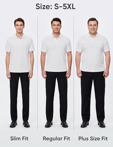 Image of JMIERR Mens Casual Polo Shirt Summer Short Sleeve Vacation Button Beach Knit Stretchy Golf Shirts