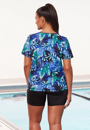 Swimsuits For All Women's Chlorine Resistant Swim Tee Rash Guard (Plus4