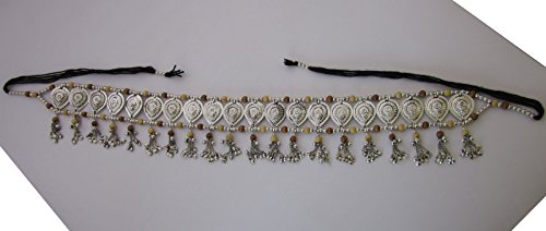 Womens Fashion Sash Belt | Bohemian Gypsy Hippie Music Festival Kuchi Tribal Belly Dance Style | Handcrafted Teardrop Medallions Wood Beads Metal Chain Tassels Boho Wedding Hip Waist Novelty Accessory3