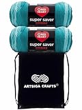 Red Heart Super Saver Ombre Deep Teal E305-3985 (2-Skeins - Same Dye Lot) Worsted Medium #4 Acrylic Yarn for Crocheting and Knitting with Project Bag