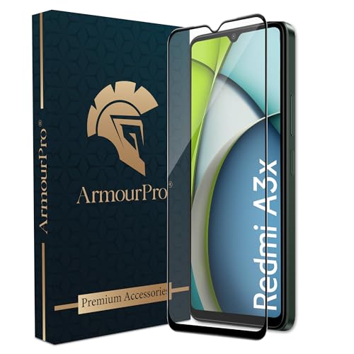 Image of ArmourPro Military Grade Gorilla Tempered Glass Screen Protector Compatible For Redmi A3x, A3, 12C and Poco C55 (6.79 Inch) With Easy Installation Kit| Edge To Edge Coverage |Black