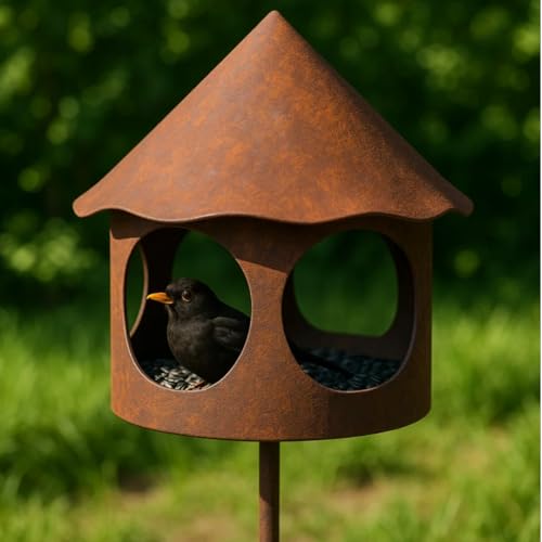 Maxito Vogelhaus mit Ständer wetterfest aus Metall und stabilem Stand...