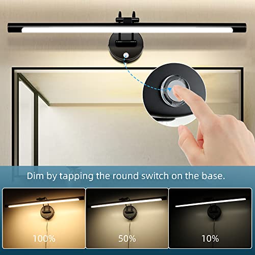 MantoLite LED Dimmable Bathroom Vanity Light Fixture 24inch Cabinet Picture Wall Lights, Indoor Lightings Wall Sconce with Ajustable Arm Bedside Reading Lamp, Pulg in Display Lamps (Black, 3000K 12W) - Image 6