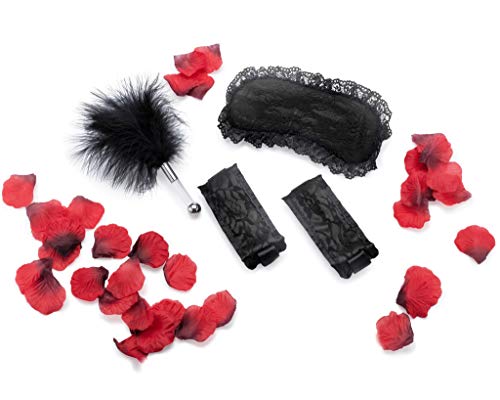 Naughty Romance-In-A-Box | Sexy Gifts For Couples | Includes Massage Candle, Lace Cuffs & Blindfold, Tickler And Rose Petals And Candles #TOP1