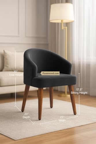 Image of Upholstery Barrel Arm Chair with Soft Serenity Suede Fabric for Dining Room, Living Room, Bedroom, Cafe, or Restaurant with Comfortable & Stylish | Black Set of 2