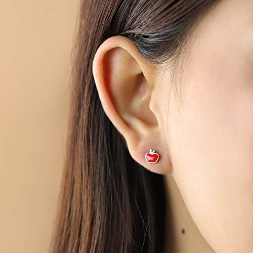 Boma Jewelry Sterling Silver Enamel Red Apple Fruit Stud Earrings3