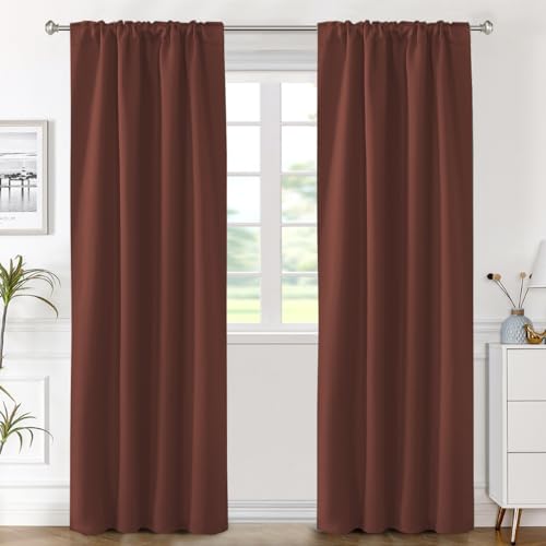 Image of H.VERSAILTEX Blackout Curtains Thermal Insulated Window Treatment Panels Room Darkening Blackout Drapes for Living Room Back Tab /Rod Pocket Bedroom Draperies (2 Panels, Rust, 42 x 84 Inch)