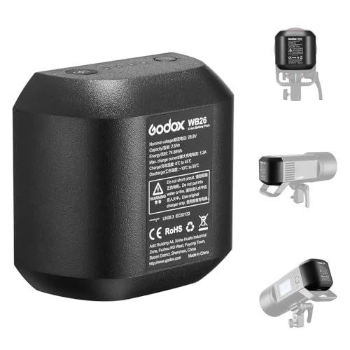 GODOX AD600Pro & AD600ProII Original Battery – WB26 28.8V/2600mAh/74.88Wh Li-ion Batterypack, High-Capacity Power Solution for AD600Pro, AD600PRO II, Flashpoint XPLOR600 Pro, XPLOR600Pro II Flash