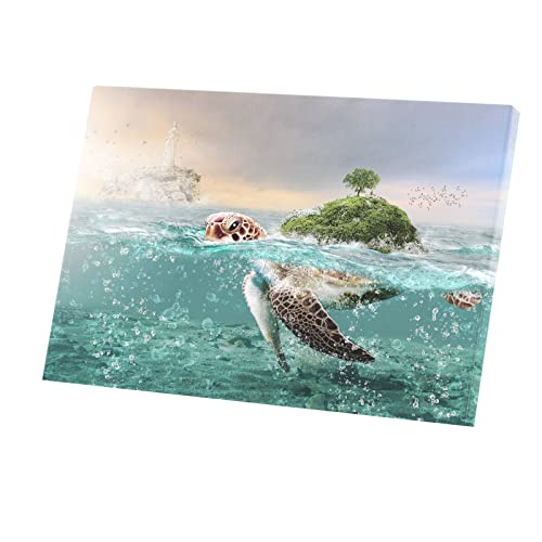 Tableau tortue caouanne impression sur toile 60x40 cm pour déco murale